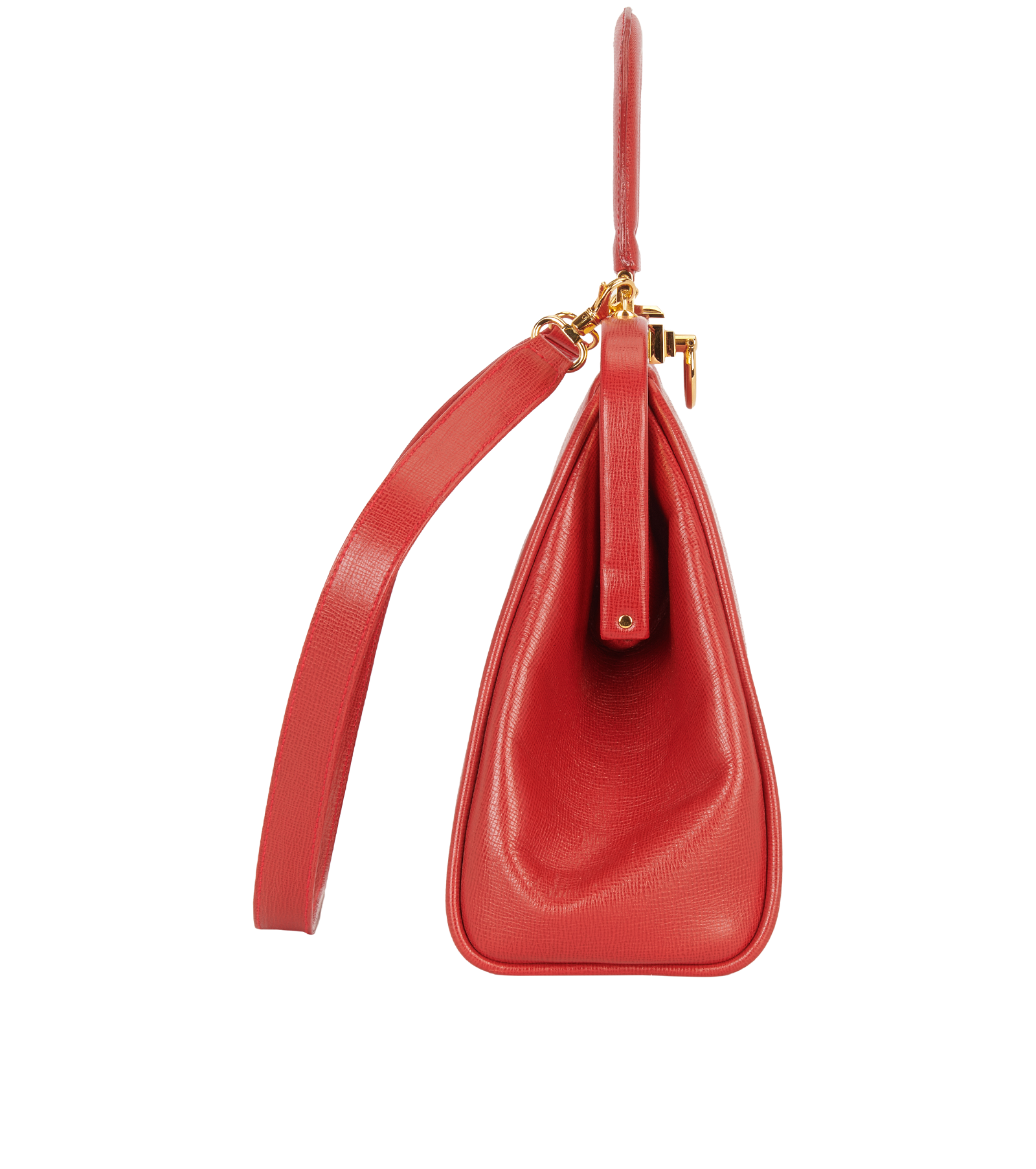 Vintage Kisslock Top Handle Bag, &pound;450, Handbags, Red, Leather, Side view